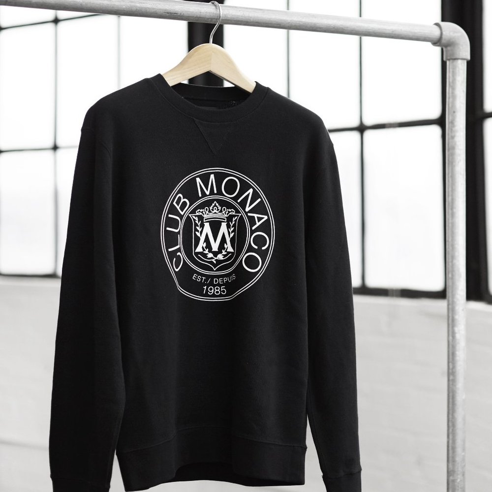 Club Monaco Crest Heritage Sweatshirt Black XS Unisex